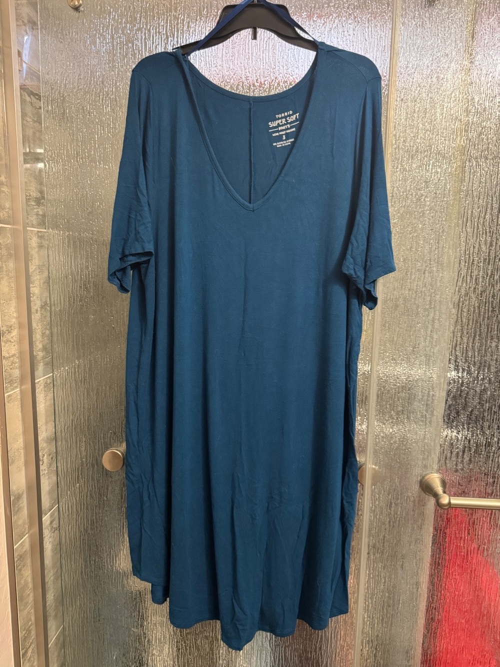 Soft Teal V-Neck T-Shirt Dress